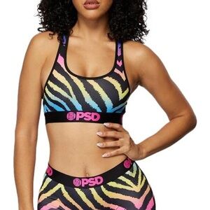 PSD Women’s Rainbow Zebra Stripe Sports Bra Size Small